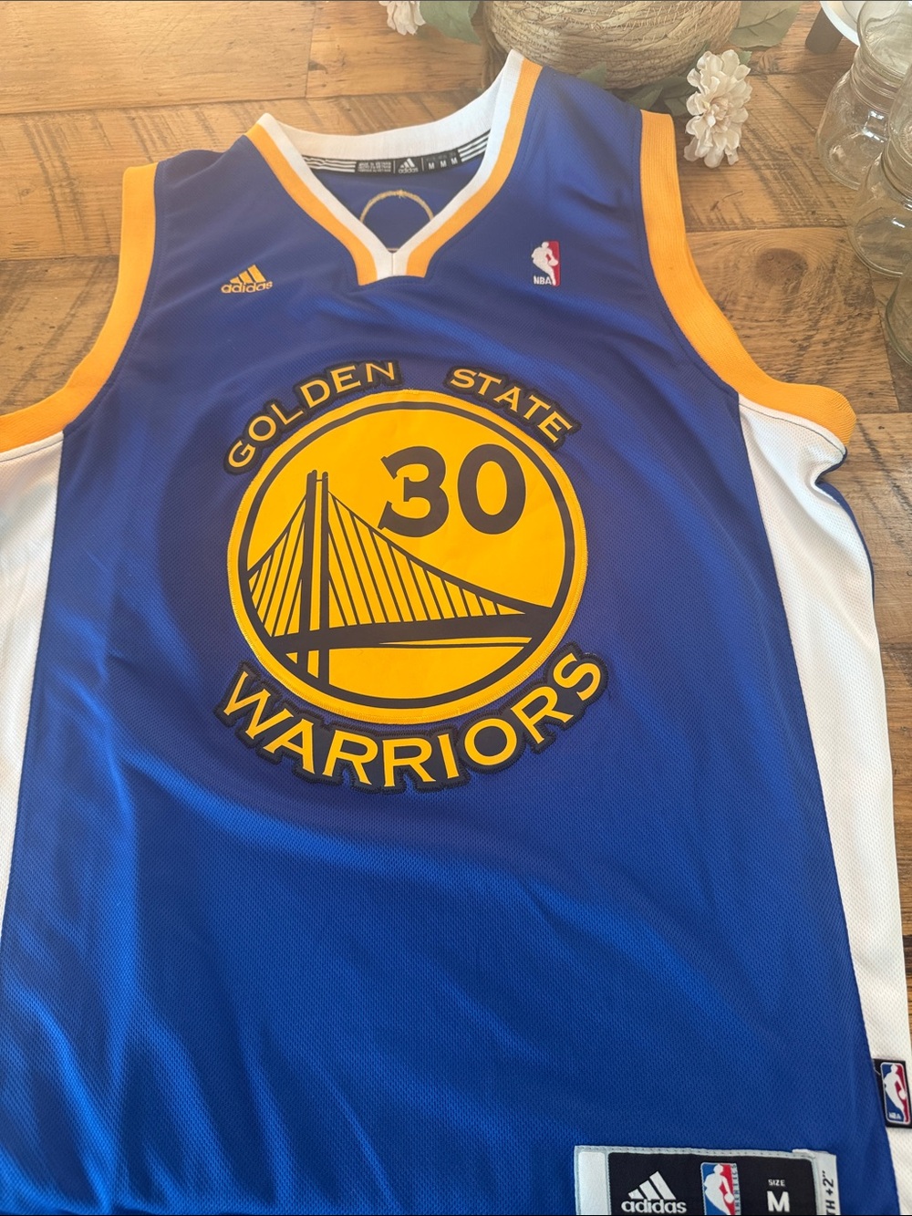 adidas Golden State Warriors #30 Blue and Yellow Basketball Jersey